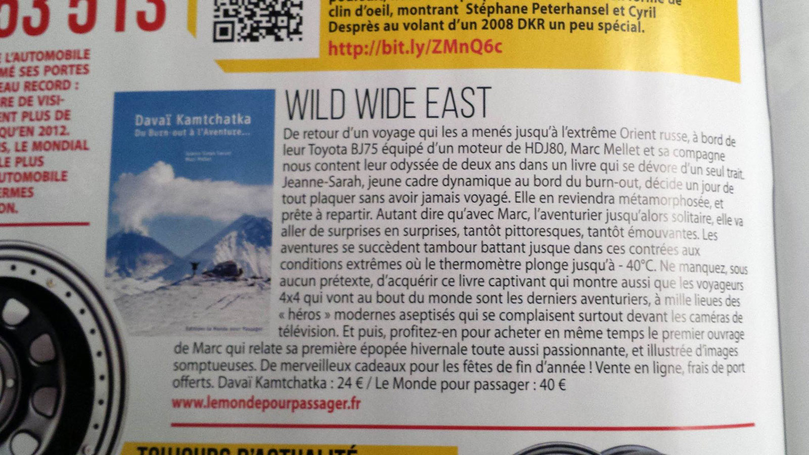 article de Dec. 2014 de 4x4 magazine sur le livre Davïa Kamtchatka